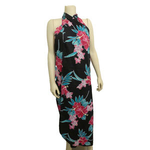 Vtg Tropical Essence Hawaii Wrap Dress OS Tropical Cotton Beach Vacation Tie